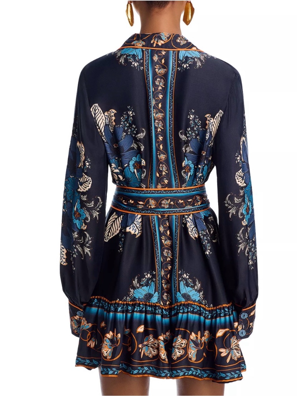 FARM Rio Navy Blue Teal and Orange Floral Mini Dress - Picture 2 of 7